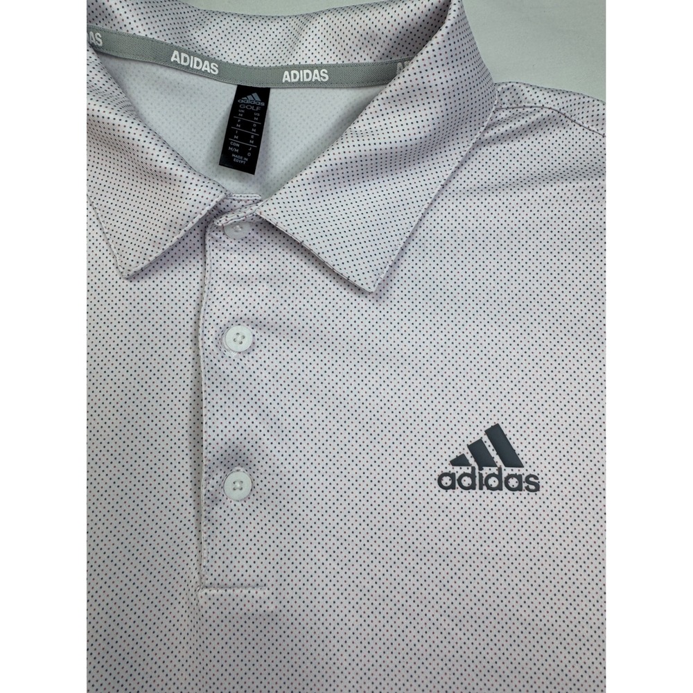 Adidas Golf Mens White Micro Dot Performance Polo Shirt Size Medium Athletic